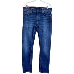 Nudie Jeans Lean Dean Troubled Sea Mens Denim Organic Cotton Size‎ 32X32 (34X31)